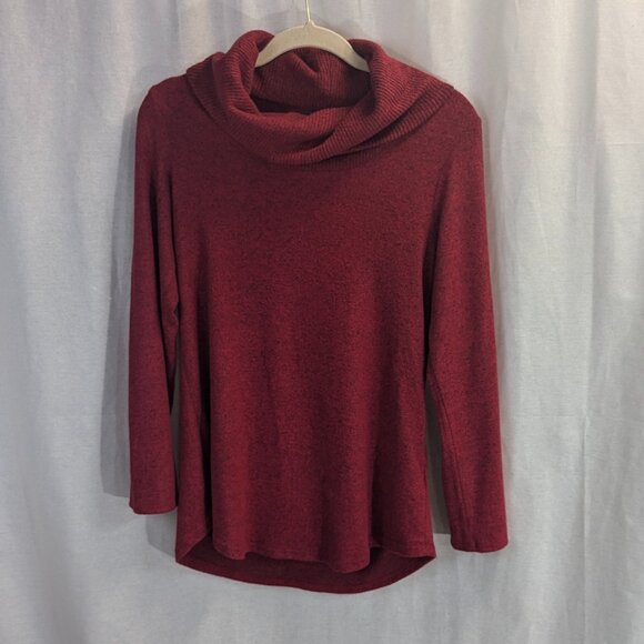 Apt. 9 Size Small (Slightly oversized) Red/Black Heathered Cowl Neck Sweater - Picture 1 of 13